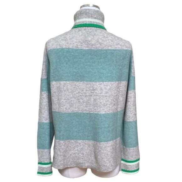 J. Crew Striped Turtleneck Sweater Supersoft Yarn Heather Silver Mint NWT - Picture 9 of 12